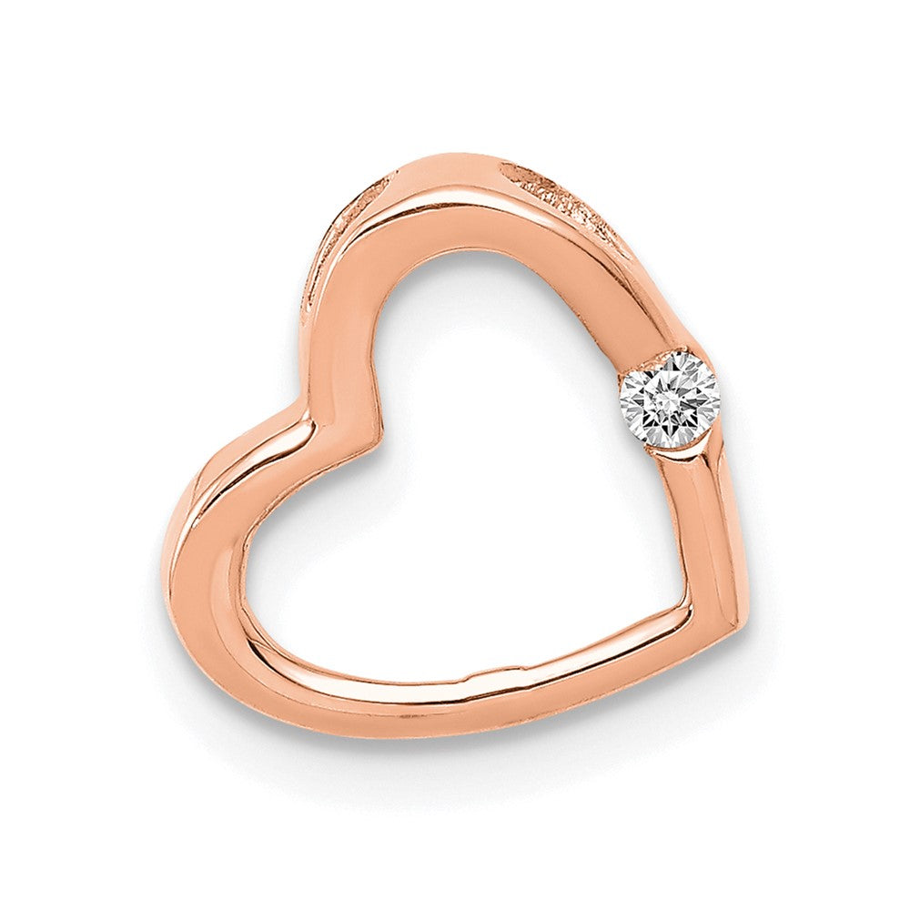 14k Rose Gold Holds 1/1.7mm Stone Heart Chain Slide Mounting