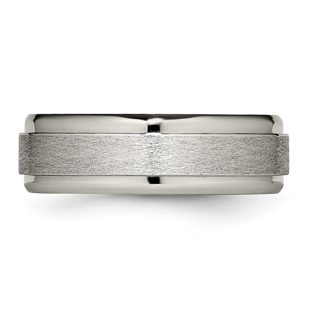 Titanium Brushed Center 7mm Ridged Edge Band Size - 13