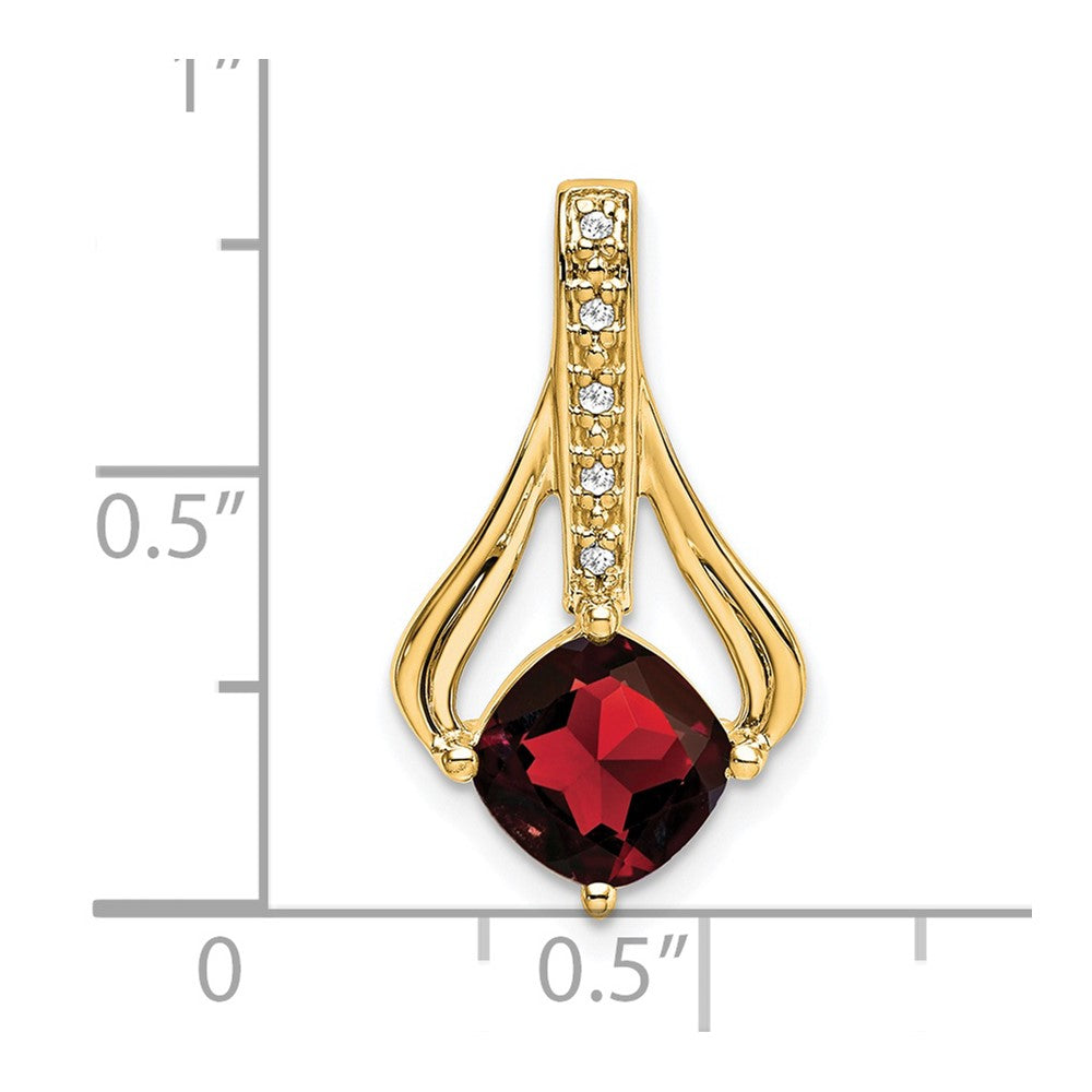 14k 7mm Cushion Garnet and Diamond Pendant Fits up to 4mm Fancy Omega Only