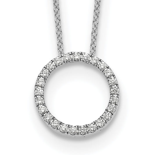 14k White Gold Diamond Circle 18 inch Necklace