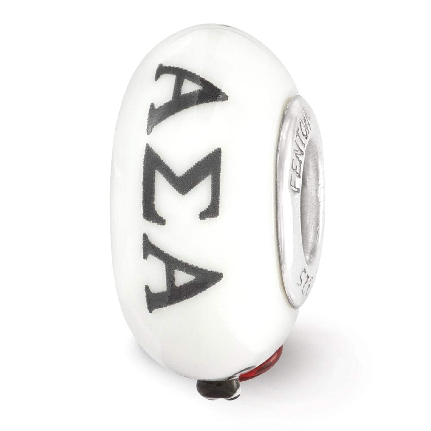 Finest Gold Sterling Silver Reflections Hand Painted Alpha Sigma Alpha Fenton Glass Bead