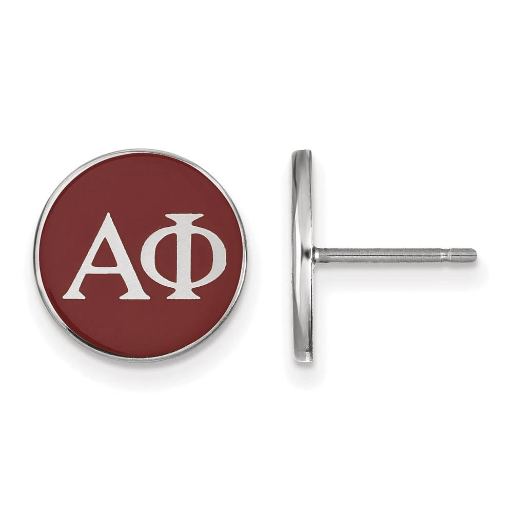 Sterling Silver LogoArt Official Licensed Greek Sororities Alpha Phi (??) Enameled Post Earrings