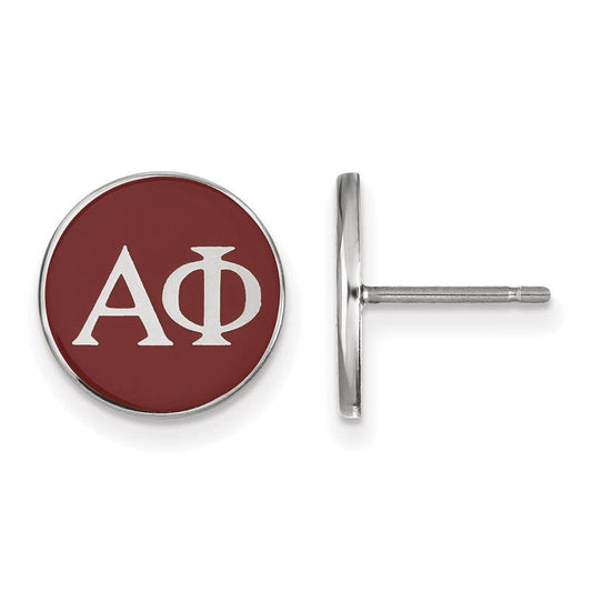 Sterling Silver LogoArt Official Licensed Greek Sororities Alpha Phi (??) Enameled Post Earrings