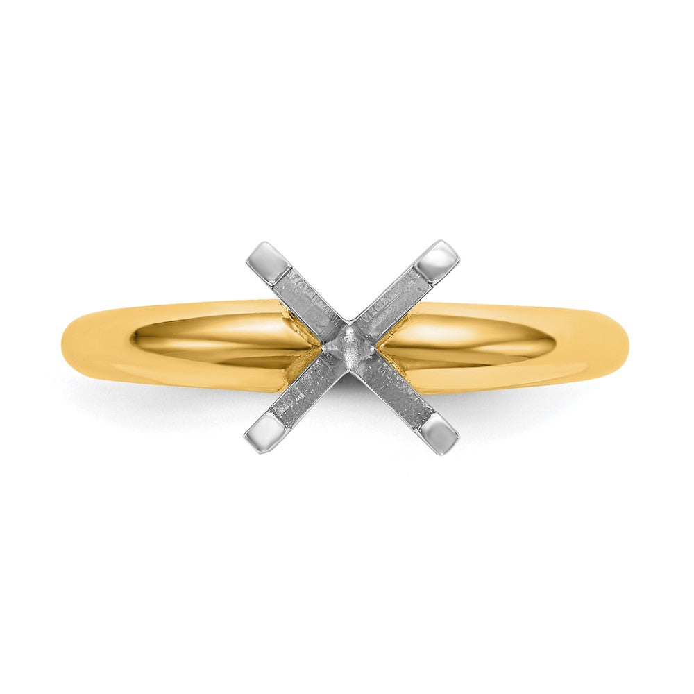 14k Two-Tone 4.1mm Medium-Weight Half-Round 4-Prong Princess Solitaire Ring Mounting