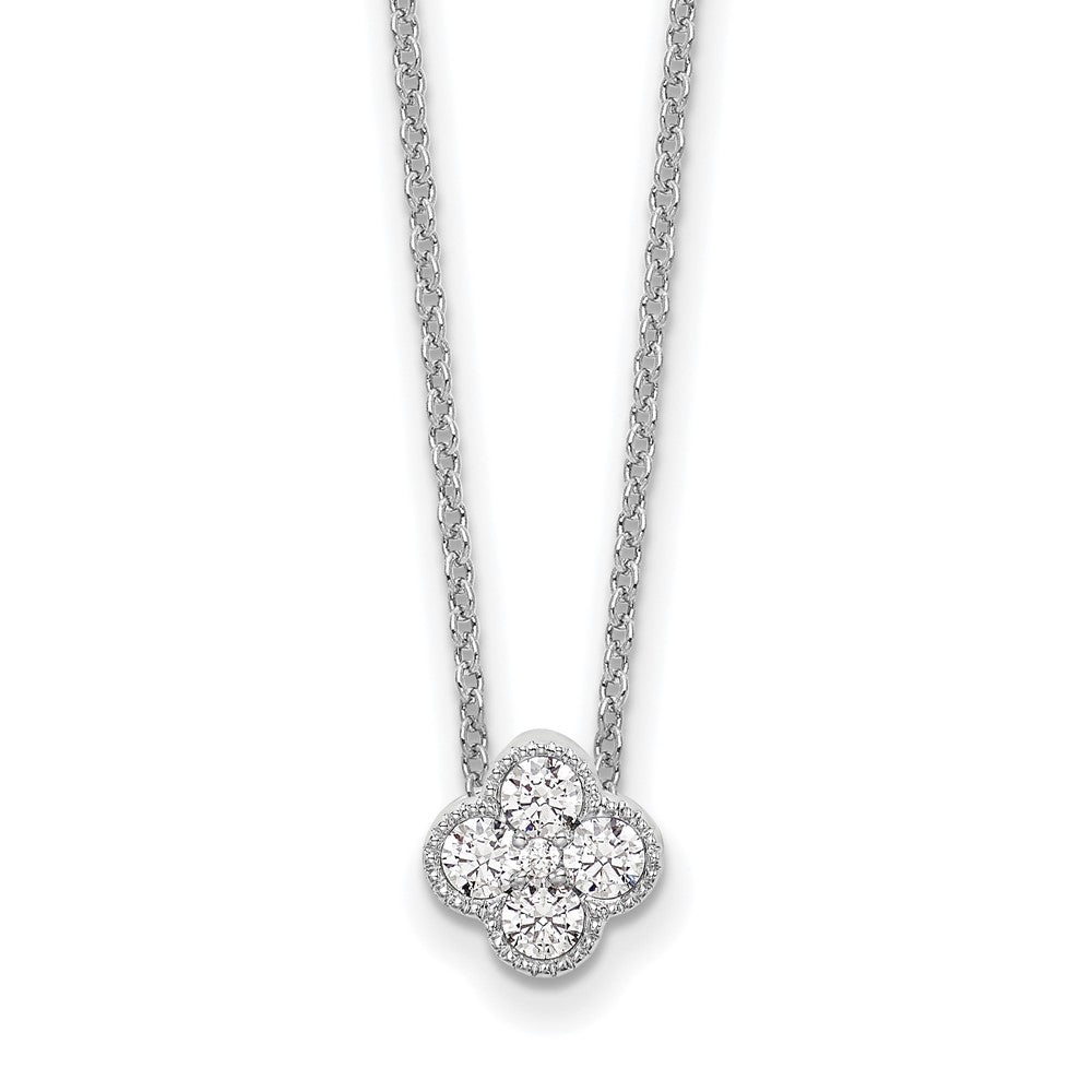 14k White Gold 1/4 carat Lab Grown Diamond VS/SI+ G+ 18 inch Bloom Pendant Necklace