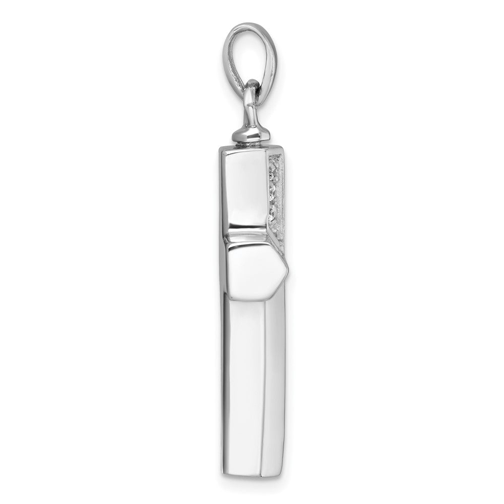 Sterling Silver Rhodium-plated Polished CZ Latin Cross Ash Holder Pendant