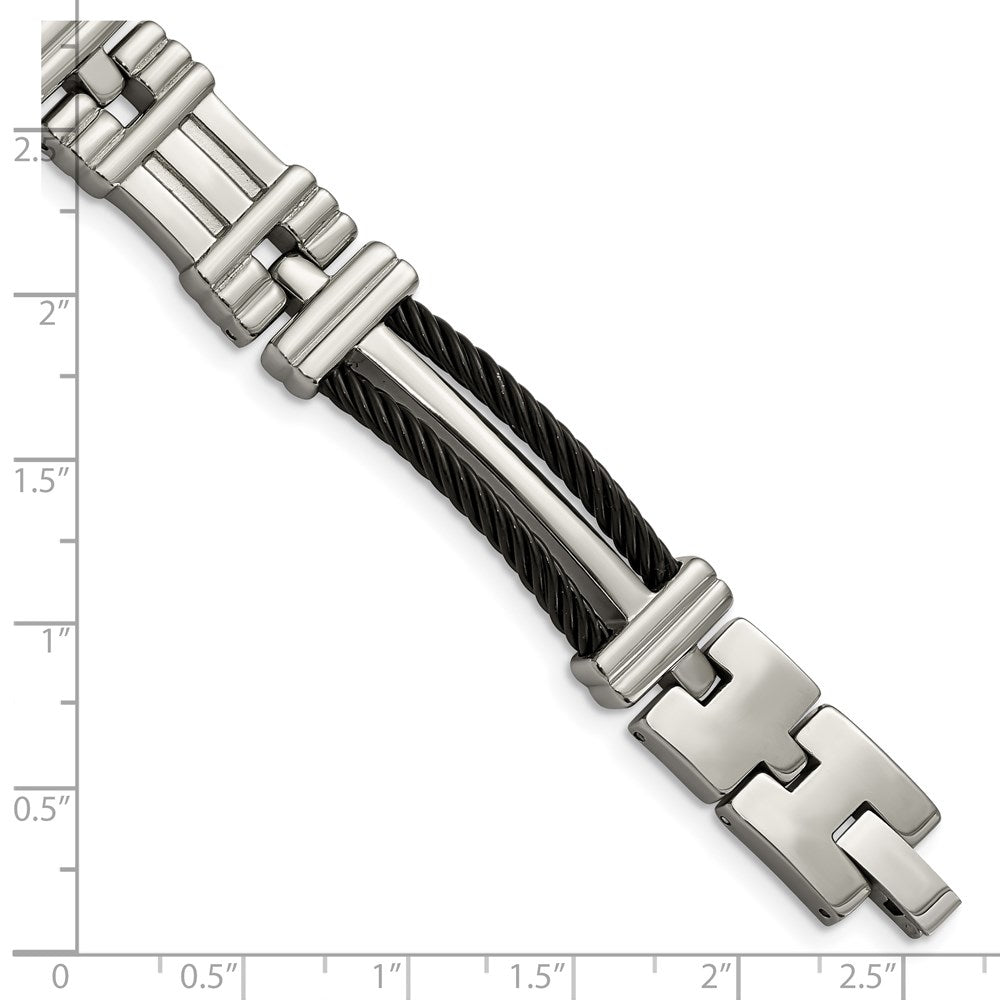 Titanium Polished Black IP-plated 8.5in Bracelet 8.5 inches