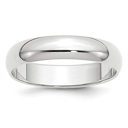 Primal Gold 10 Karat White Gold 5mm Half Round Band Size 5