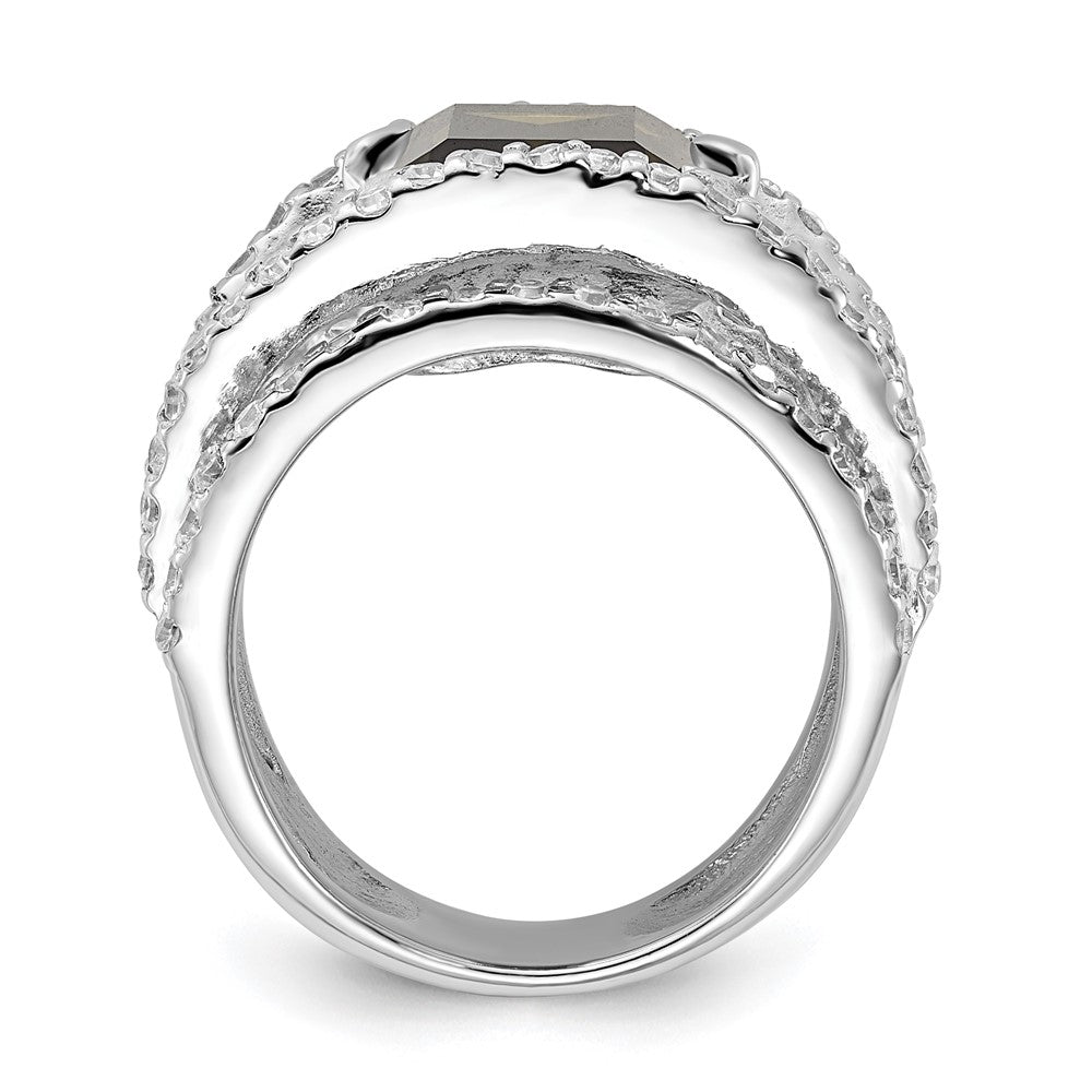 Sterling Silver Polished Fancy Green & Clear CZ Ring