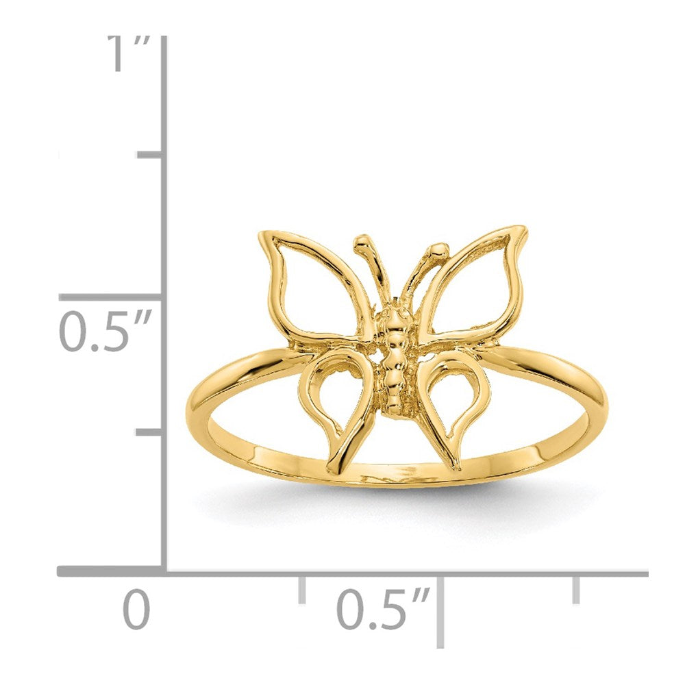 14k Polished Butterfly Ring Size 7