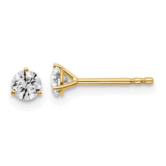 14k Yellow Gold 3/8 ctw Lab Grown Diamond VS+ F+ Round 3 Prong Heavy Wt. Stud Earrings