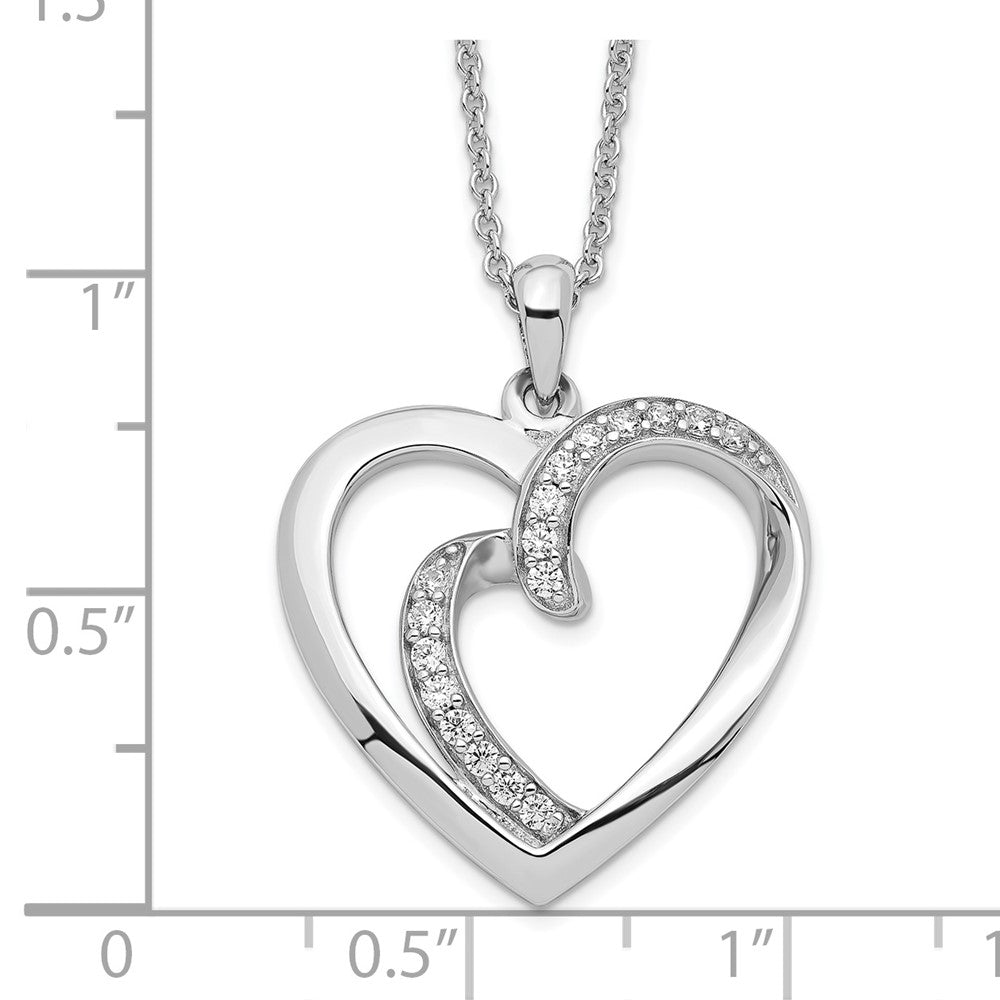 Sentimental Expressions Sterling Silver Rhodium-plated CZ Two Souls Lived As One 18in Heart Necklace 18 Inches