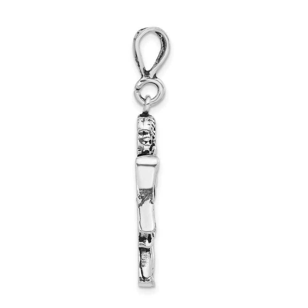 Sterling Silver Polished & Antiqued Gabriel with Trumpet Pendant