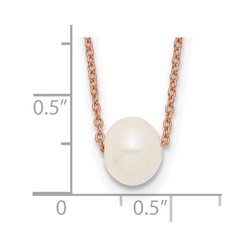 Sterling Silver Rose-tone 18k Flash Gold-plated 8-9mm White Near-Round Freshwater Cultured Pearl 18 inch Necklace 18 Inches