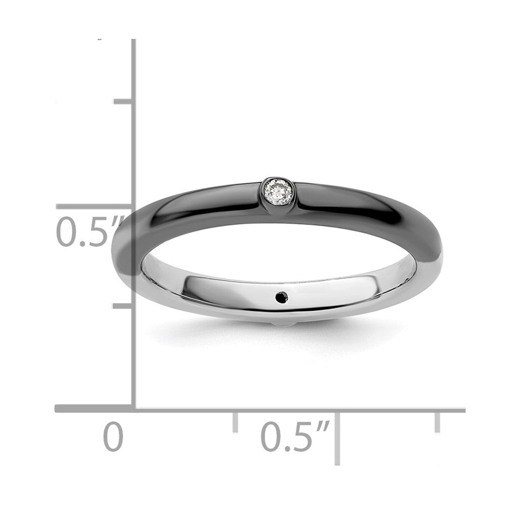 Sterling Silver Stackable Expressions Polished Half White/Black Dia Ring Size -6