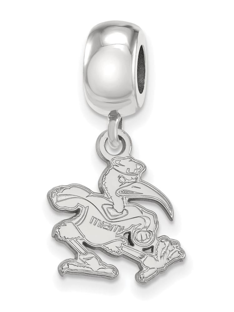 LogoArt SS065UMF Sterling Silver University of Miami Dangle Bead Charm, Small