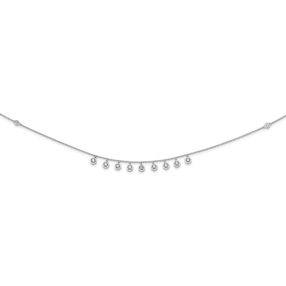Sterling Shimmer Sterling Silver Rhodium-plated 18 inch 11 Stone 11 Station CZ Necklace 18 Inches