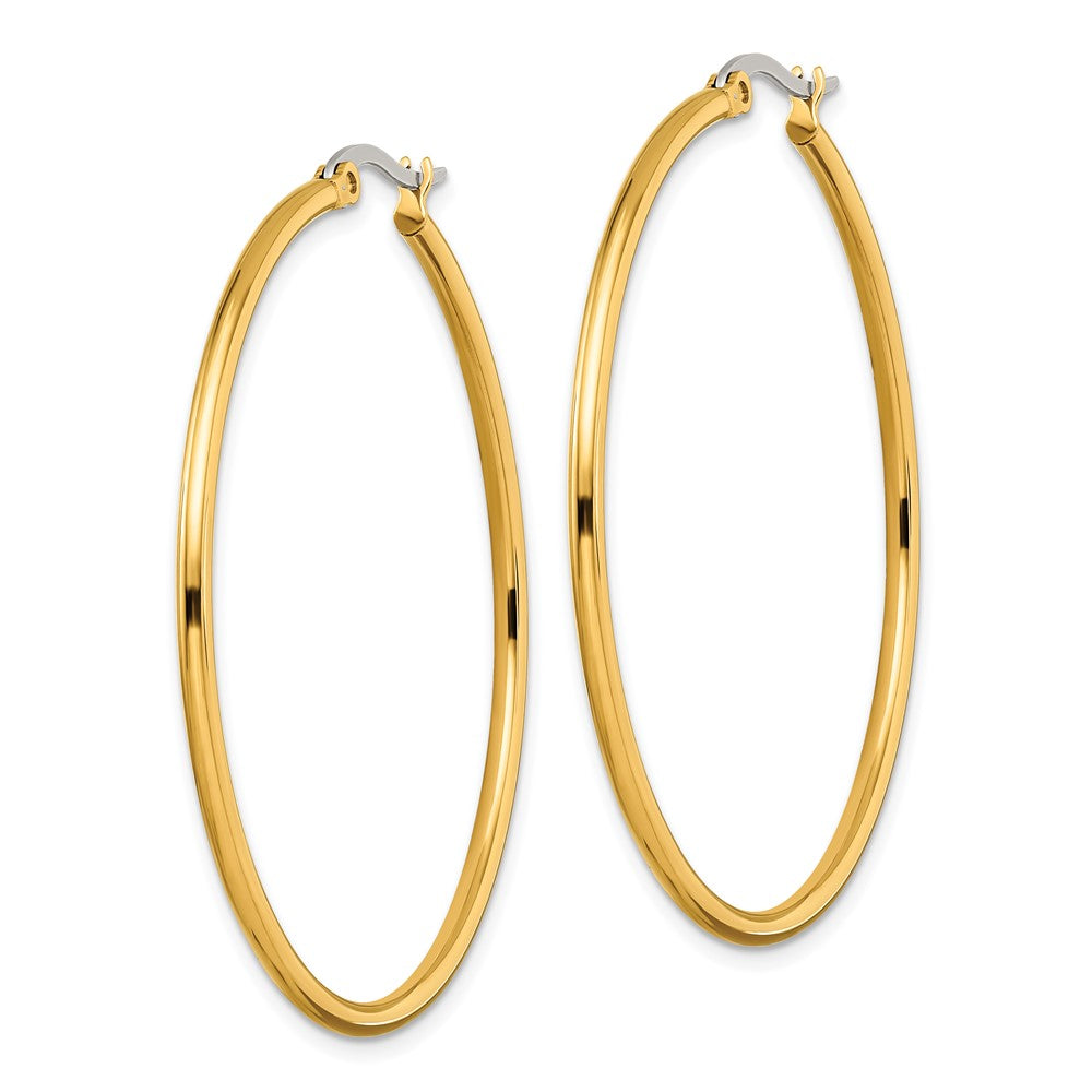 Stainless Steel Polished Yellow IP-plated 48mm Diameter Hoop Earrings