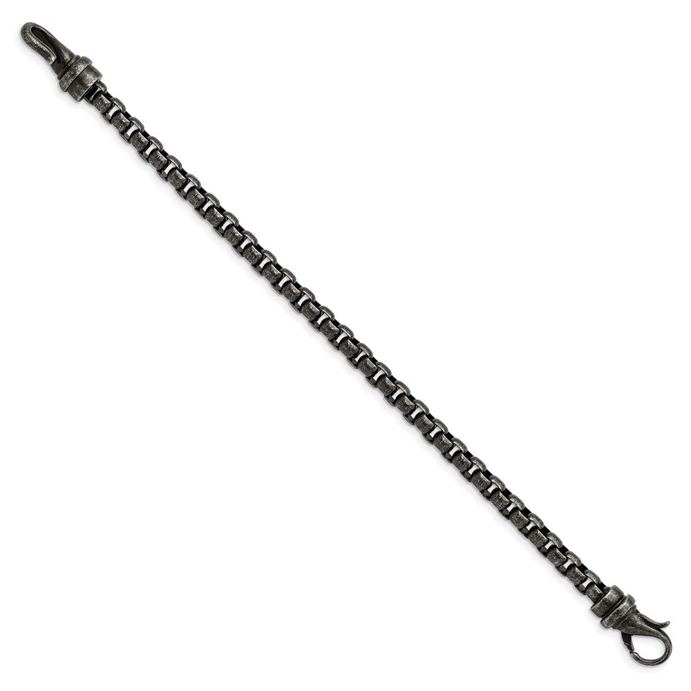 Stainless Steel Antiqued Box Chain 8.5in Bracelet 8.5 inches