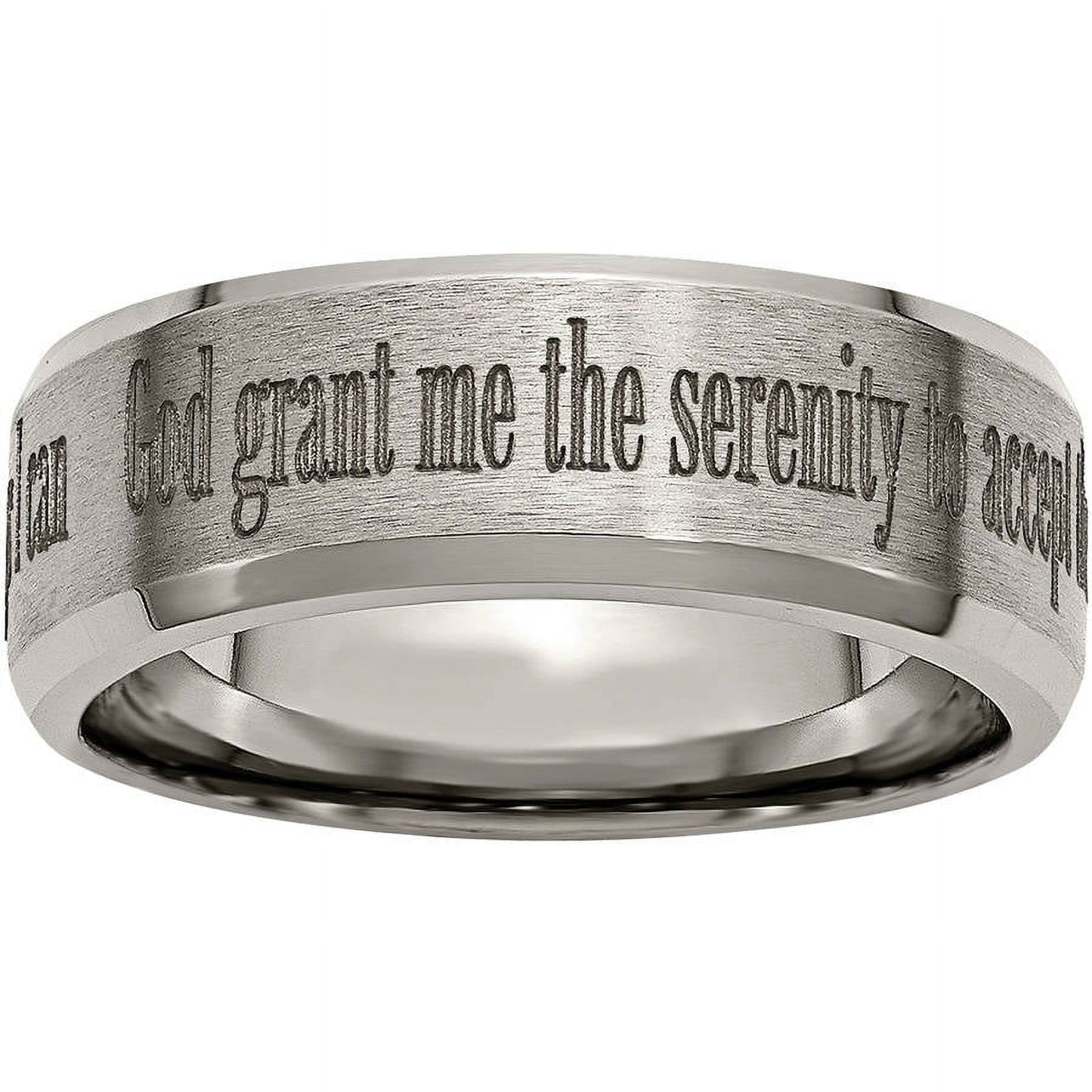 Chisel Titanium Brushed and Polished Serenity Laser Design 8mm Beveled Band