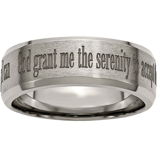 Chisel Titanium Brushed and Polished Serenity Laser Design 8mm Beveled Band