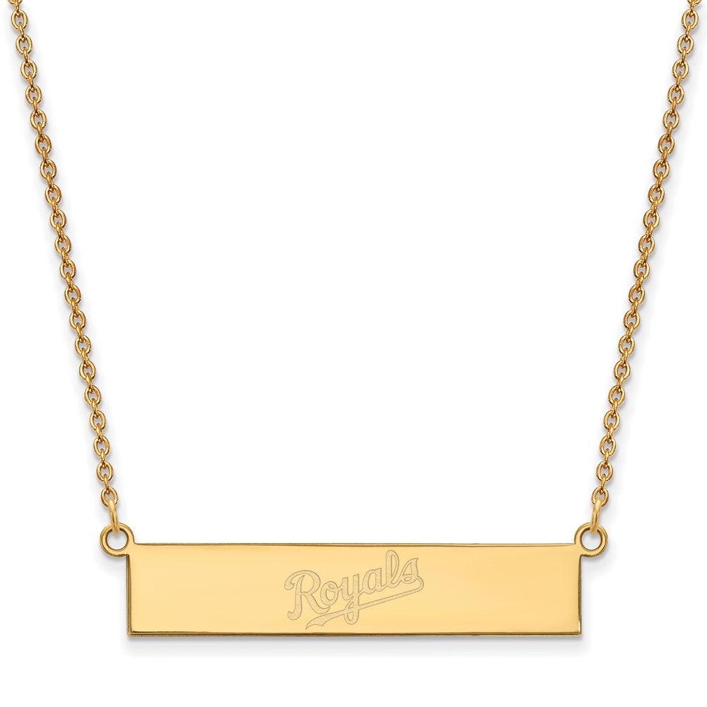 Sterling Silver Gold-plated Kansas City Royals Team Script Bar 18 inch Necklace
