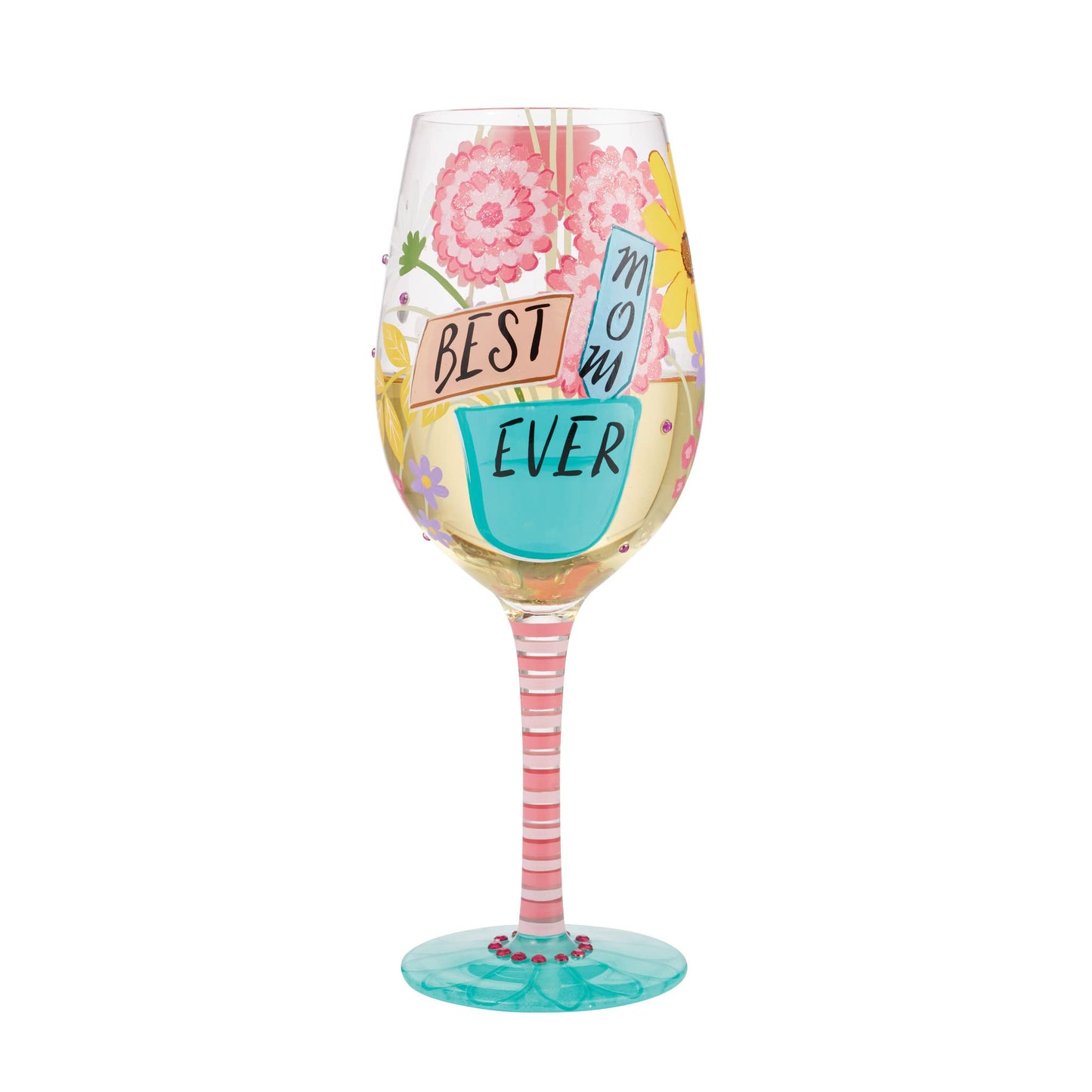 Enesco Lolita Best Mom Ever Wine Glass, 9.05 Inch, Multicolor, 15 oz