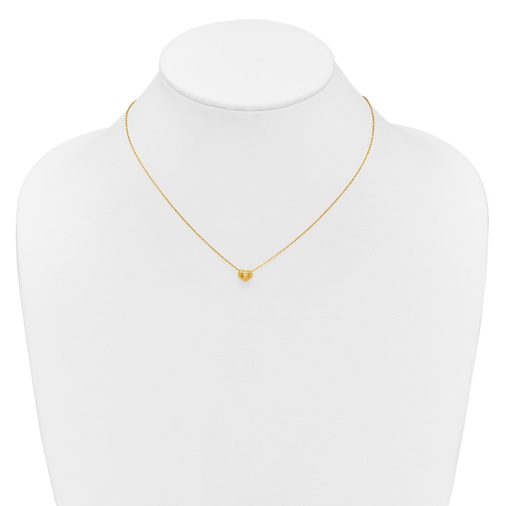 14k Madi K Small Hollow Heart w/ Chain and 1in ext. Necklace