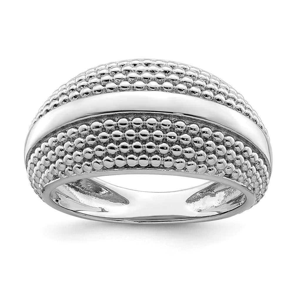 Sterling Silver Rhodium Plated Textured Ring