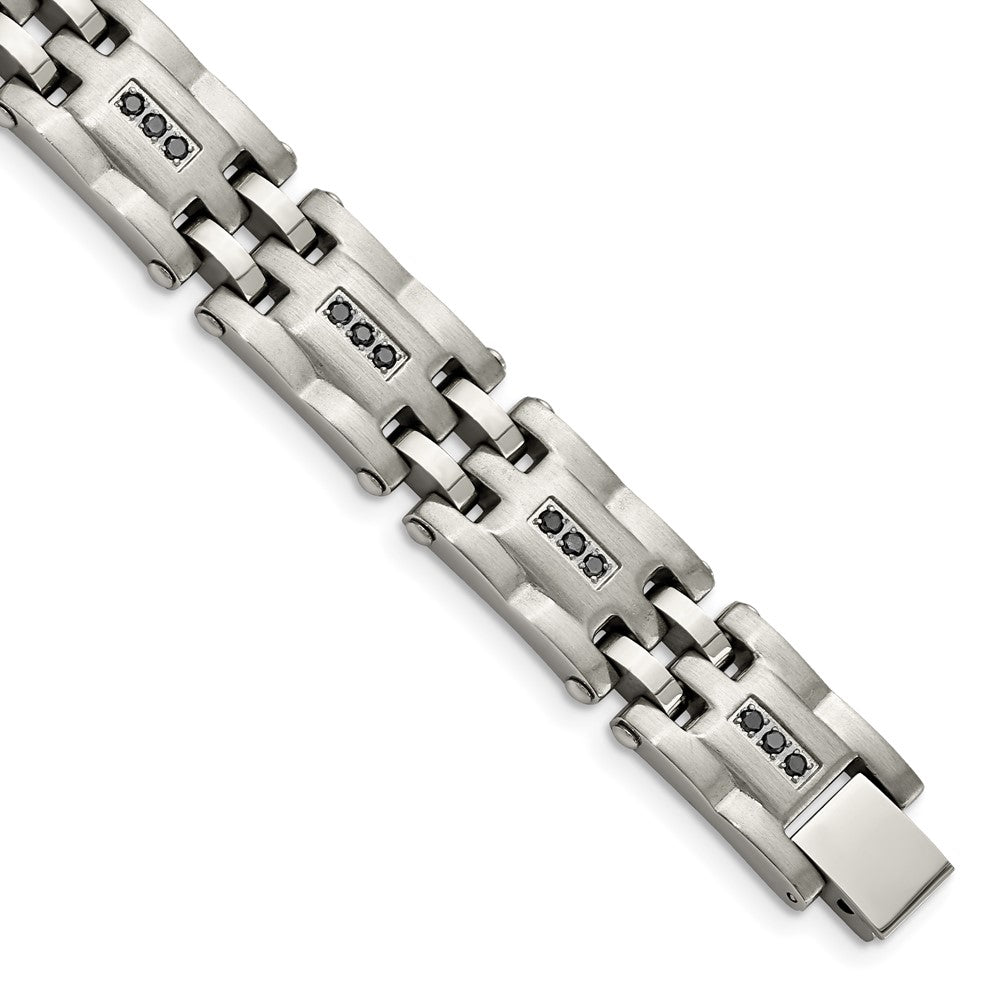 Stainless Steel Brushed and Polished 3/4ct tw. Diamond 8.5in Bracelet 8.5 inches