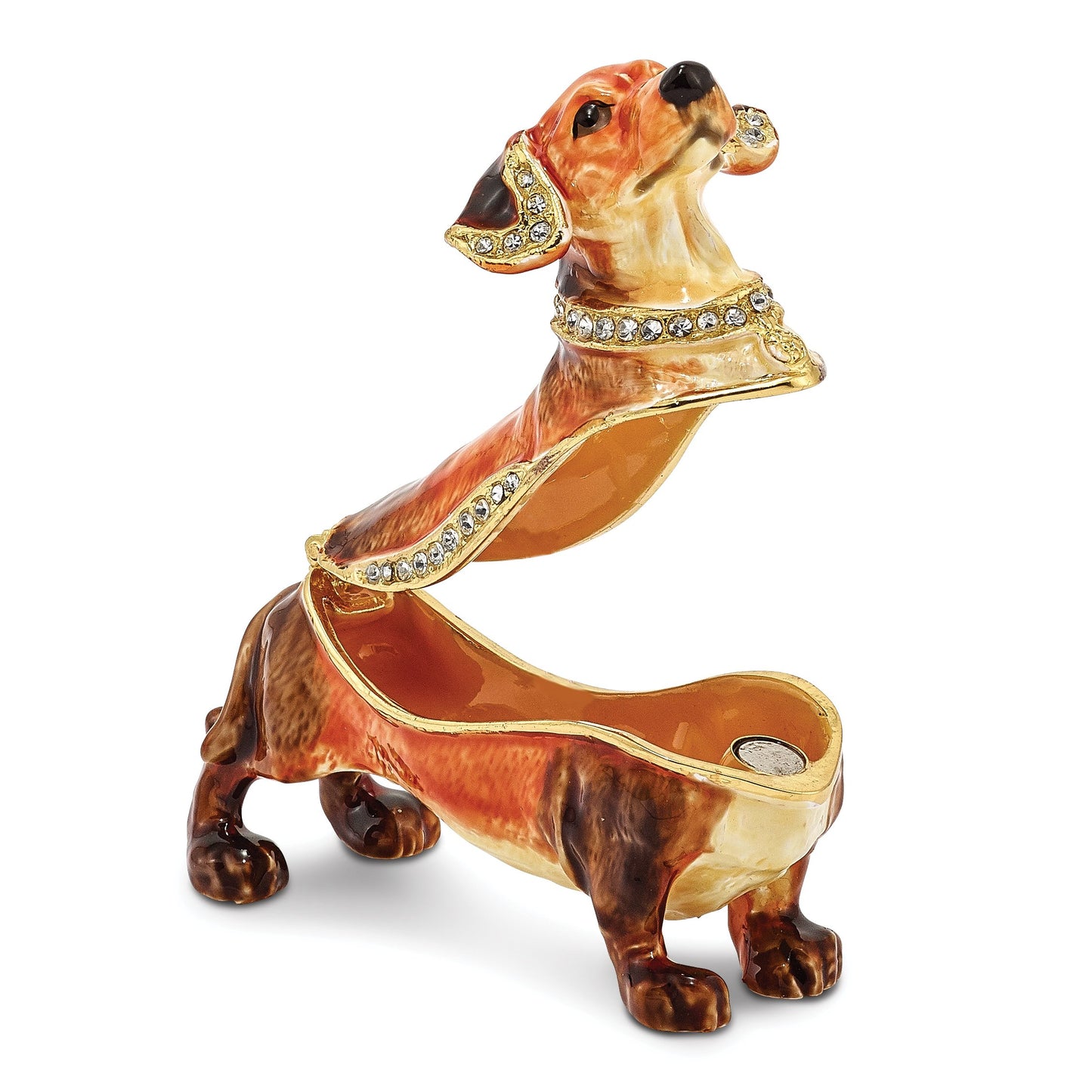 Pewter Enamel Dachshund Trinket Box