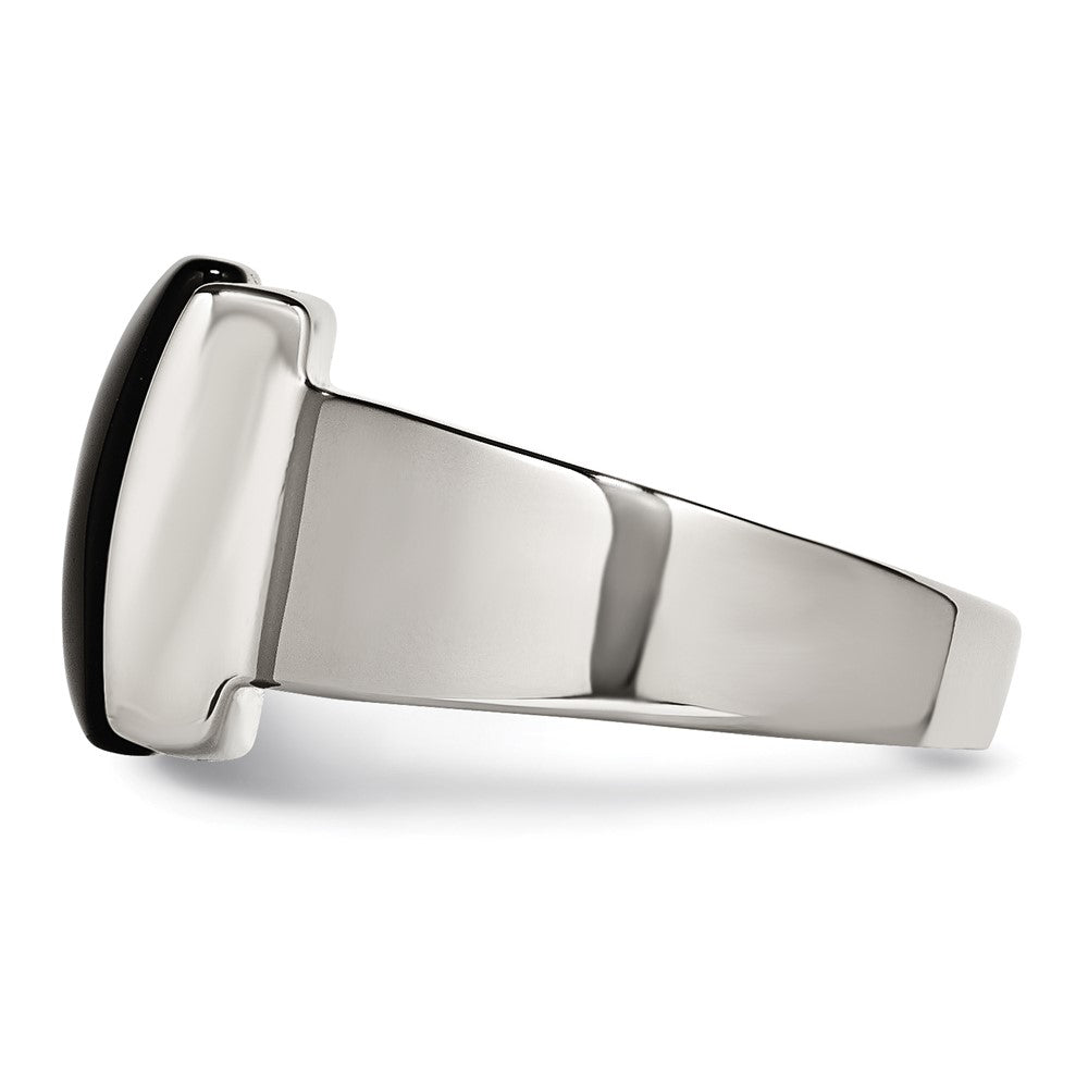 Stainless Steel Black Glass Ring