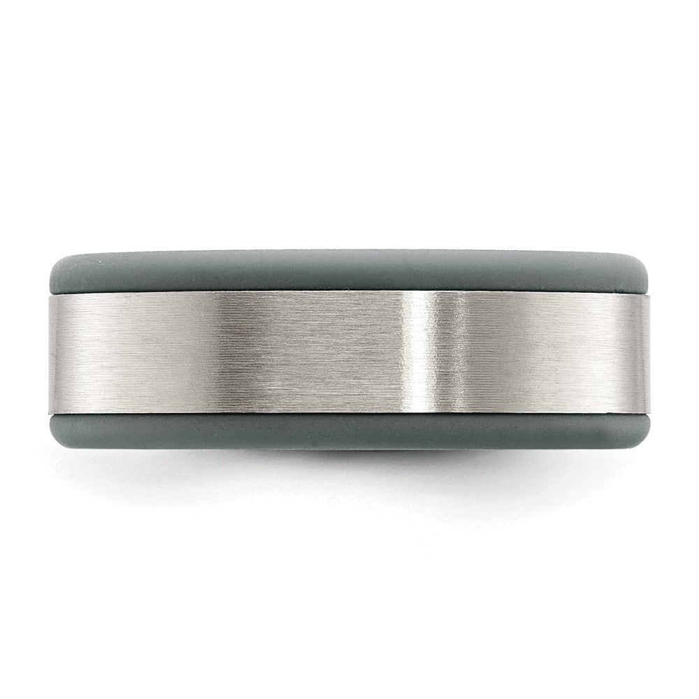 Chisel Stainless Steel Brushed Grey Silicone Center 8mm Band Size - 12