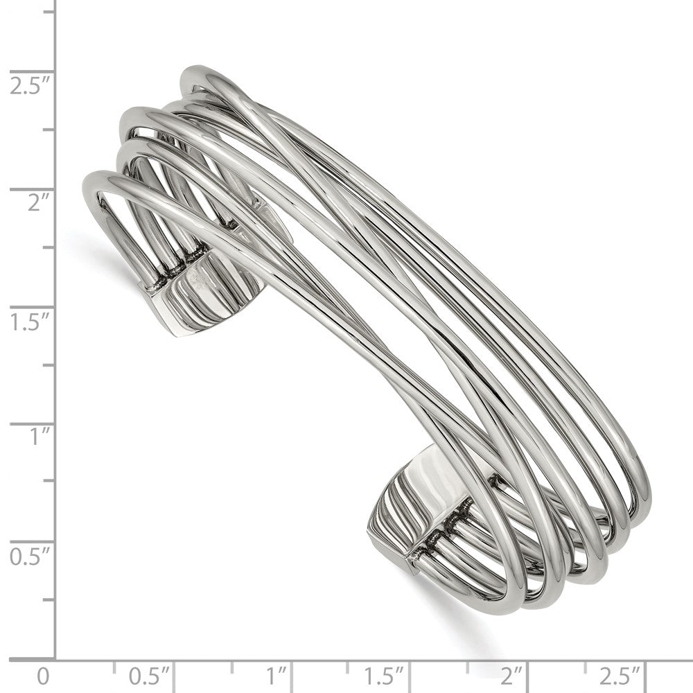 Stainless Steel Polished Twisted 18mm Cuff Bangle