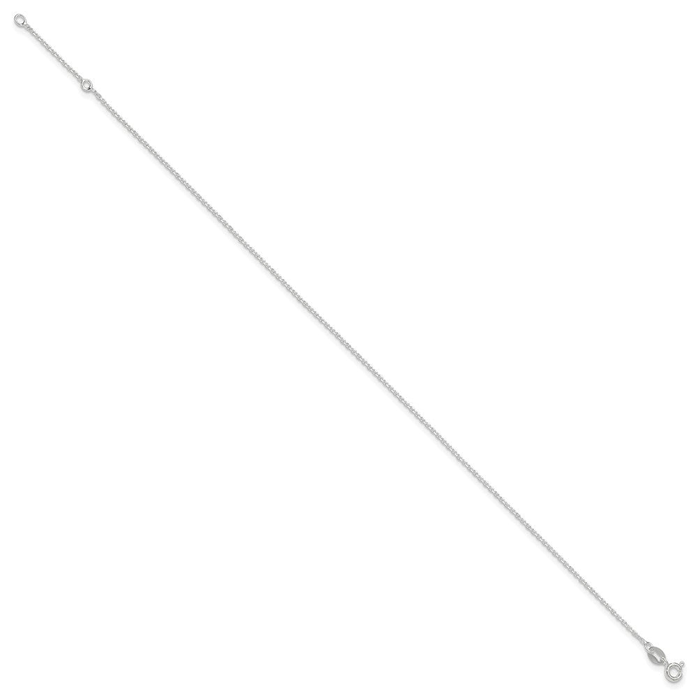 Sterling Silver 1mm Diamond-cut 9in Plus 1in ext. Anklet 10 inches