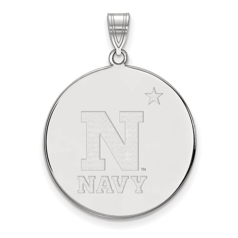 LogoArt Sterling Silver Navy XL Disc Pendant Necklace