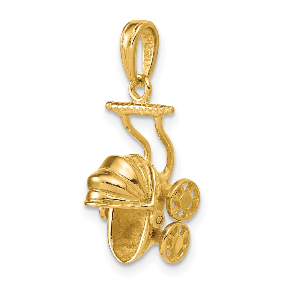 14k  3D Baby Carriage Charm