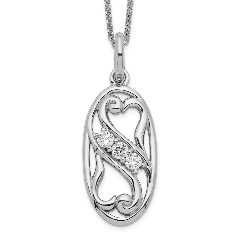 Sentimental Expressions Sterling Silver Rhodium-plated CZ Best Friends Forever 18in Necklace 18 Inches