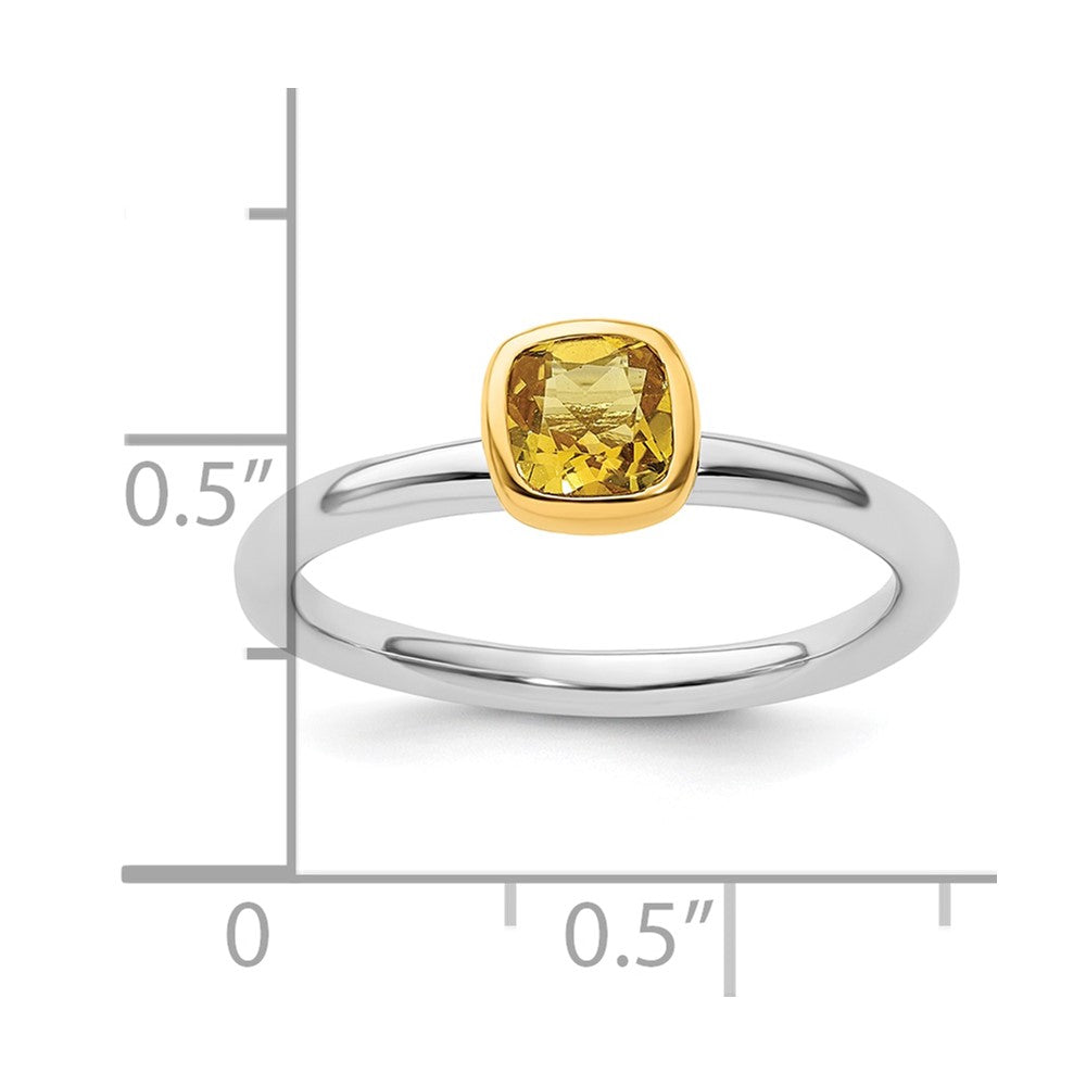 Sterling Silver Stackable Expressions w/Gold-plated Citrine Ring Size -8
