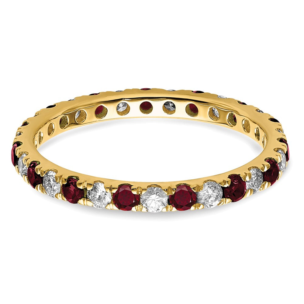 14k 1/2 carat Lab Grown Diamond VS/SI+ G+ and Lab Created Ruby Size 8.5 Eternity Band
