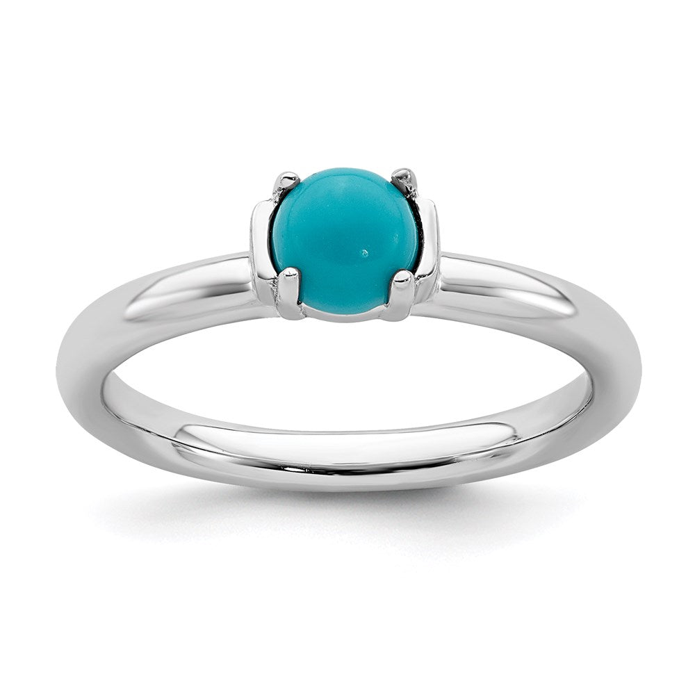 Sterling Silver Stackable Expressions Polished Turquoise Ring Size -10