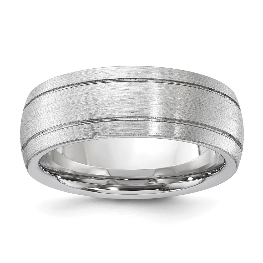 Cobalt Polished & Brushed Double Grooved 8mm Men's Band