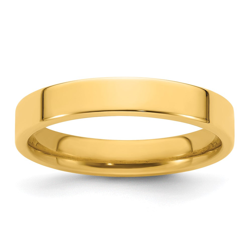 14k Yellow Gold 4mm Standard Weight Flat Comfort Fit Wedding Band Size 13