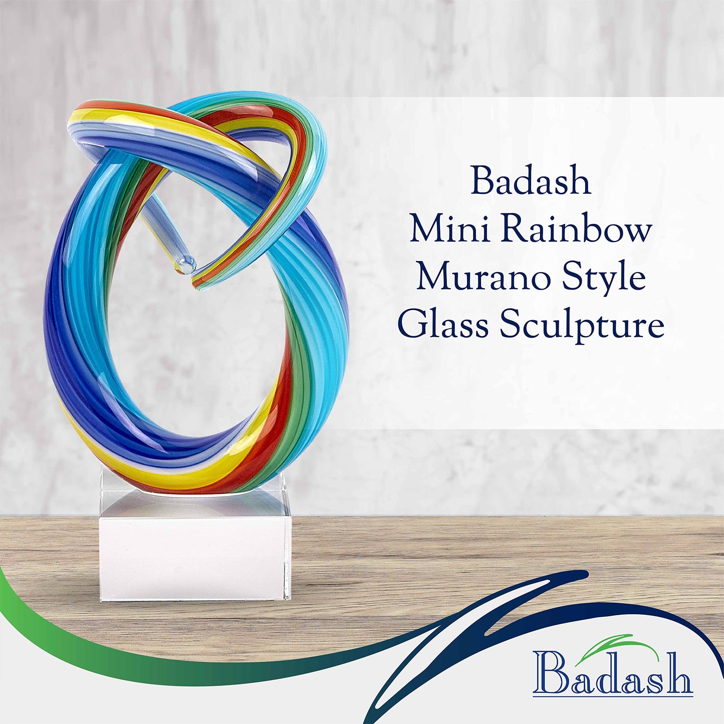 Badash Murano Style Art Glass Mini Rainbow 6" Centerpiece on Crystal Base(GW633)