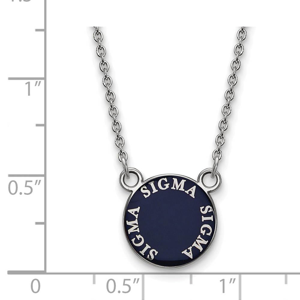 Sterling Silver 18in Official Licensed Greek Sororities Sigma Sigma Sigma (???) XS Enamel Pendant w/Necklace