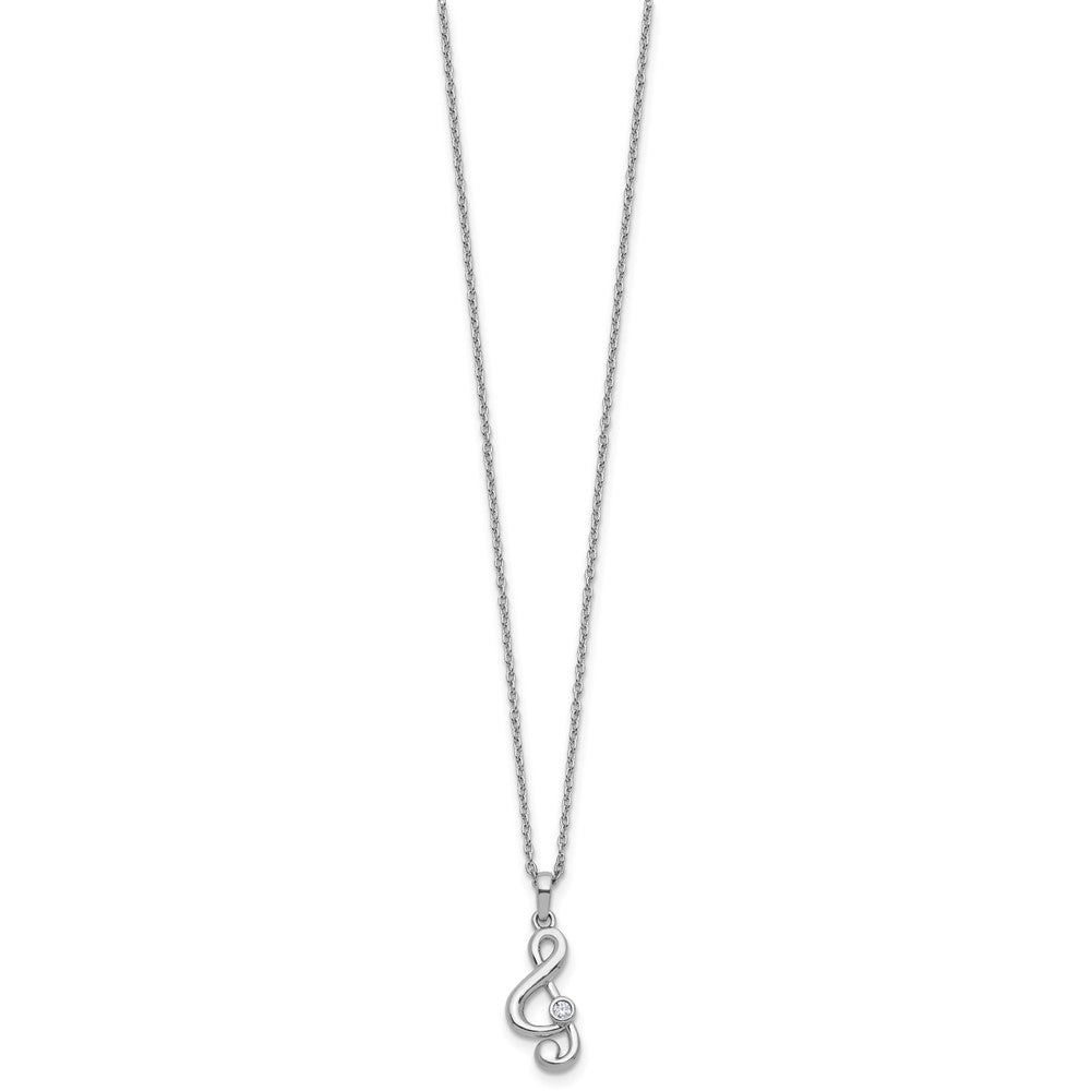 White Ice Sterling Silver Rhodium-plated Diamond Music Note 18 inch Necklace plus 2 inch Extender