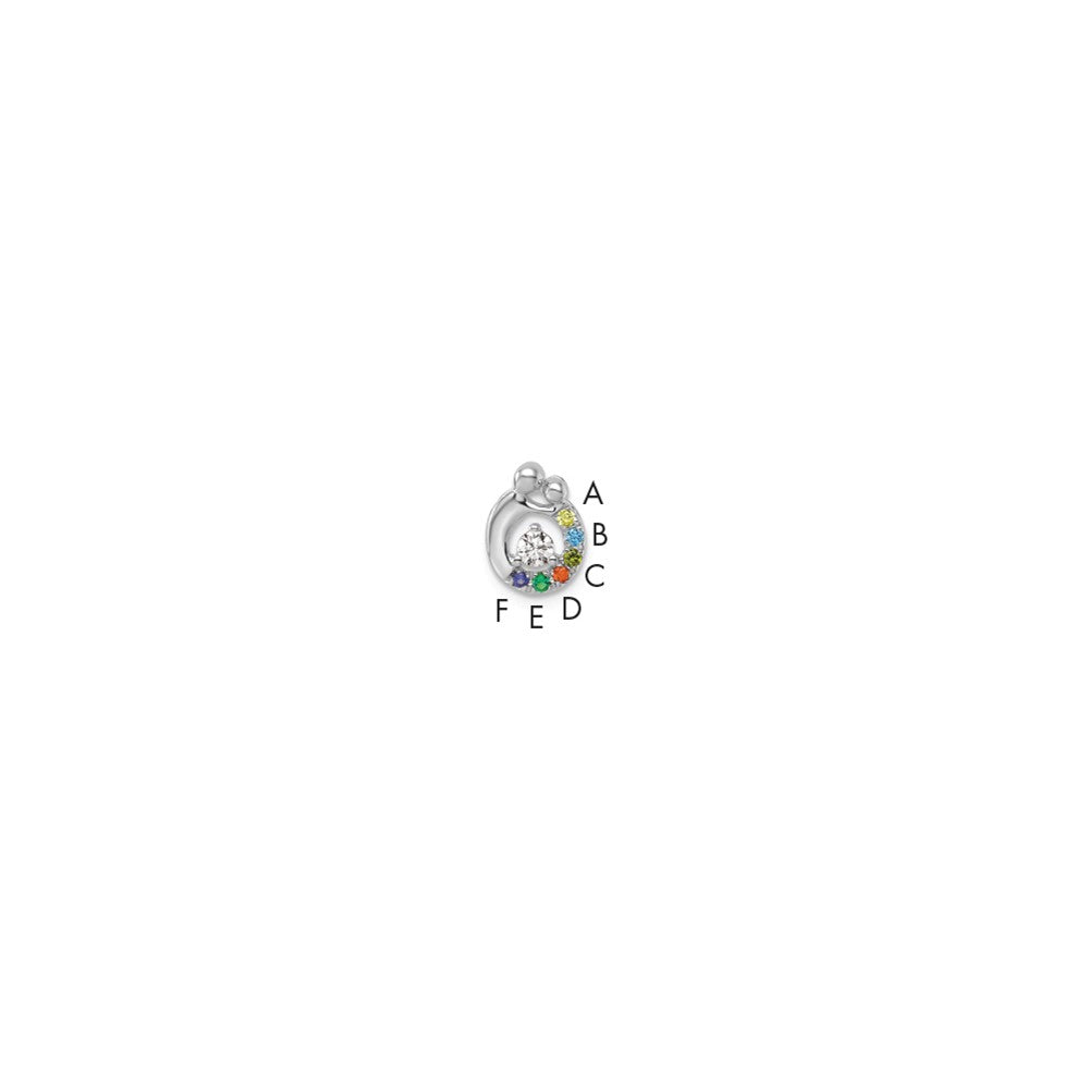 14k WG 6 Birthstone and Dia Mother/Child Chain Slide Semi-mount
