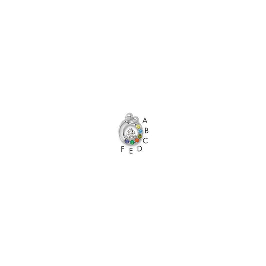 14k WG 6 Birthstone and Dia Mother/Child Chain Slide Semi-mount