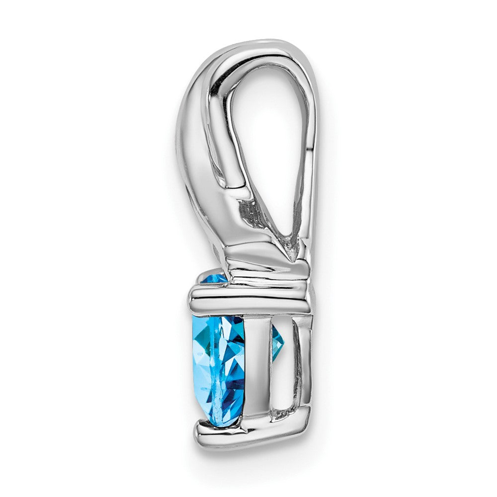 14k White Gold Trillion Blue Topaz and Diamond Pendant