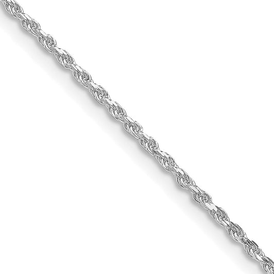 Sterling Silver Rhodium-plated 1.5mm Diamond-cut Rope Chain w/2in ext. 18 Inches